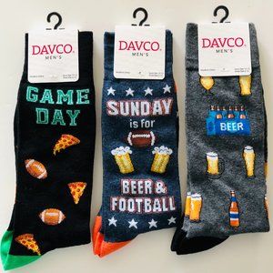 DAVCO Men's "Game Day" Beer & Football Fun Socks 3 Pair
